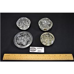 Lot of 4 Vintage Glass Flower Frogs including 1 Czech Bohemia Glass with sticker