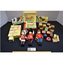 Vintage Toy Lot includes Block Puzzles (1 W. German in case), Dolls and Blocks