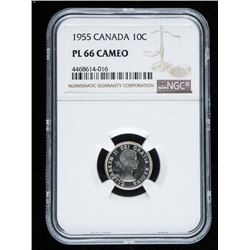 1955 Canada 10 Cents PL66 Cameo NGC