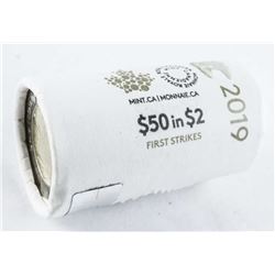 Mint Roll, Canada 2019 2.00 Coins 'First Strikes' 'MS' 25 Coins