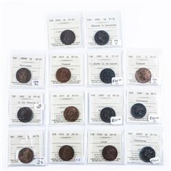 Group of (14) Canada Large Cent 1800s-1900s ICCS