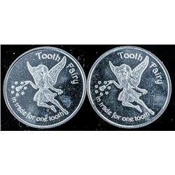 Lot (2) Tooth Fairy Coin. .999 Fine Silver.