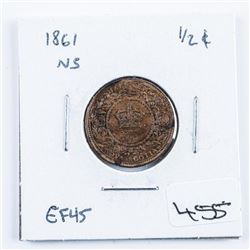 1861 Nova scotia 1/2 Cent EF45