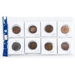 Group of (8) Canada Large Cents 1910-1920 Over 100 Years