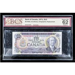 Bank of Canada 1971 10.00 Lithographed Replacement Choice UNC 62