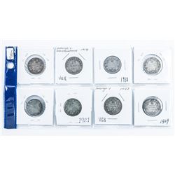 Group of (8) CANADA Silver 25 Cents. Most over 100 Years