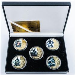 Batman Collection 5 Gold Plated and Colour Medallions