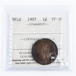 NFLD 1907 Large Cent VF30 ICCS