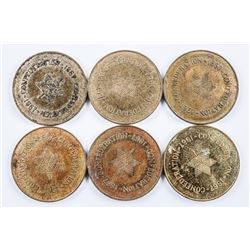 Lot (6) 1867-1967 Canada Gold Plated Medal