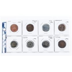 Group of (8) World Coins: Greece, France, Russia, Italy etc