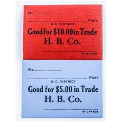 Scarce Hudson's Bay Company Fur Trade Scrips $5 and $10 Denomination 630-676 Reg 249.95