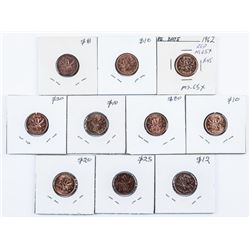 Group of (10) Canada 1 Cent George and Queen Elizabeth MS63++ Identified