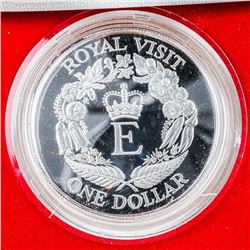 New Zealand 1986 Royal Visit Proof Silver Dollar Coin.