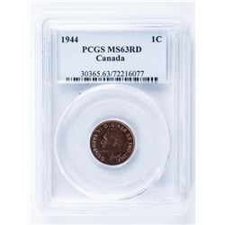 1944 Canada 1 Cent PCGS MS63 RD