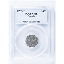 1872H Canada 10 Cent PCGS. VF35. NFLD