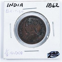 1862 India Great Britain 1/2 Anna