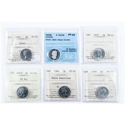 Group of (6) Canada 5 Cents - CCCS and ICCS