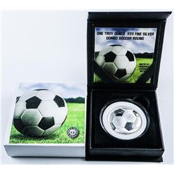 .999 Fine Silver Domed Soccer Round 1 Troy Ounce
