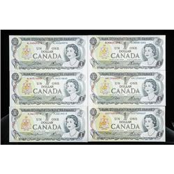 Lot (6) Bank of CANADA 1973 1.00 AU-UNC