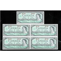 Lot (5) 1867-1967 Bank of Canada 1.00 AU- UNC