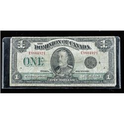Dominion of Canada 1.00 1923, Black Seal Large Format