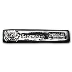 .999 Fine Silver Lion 20oz Hand Poured Bar - Made in USA.