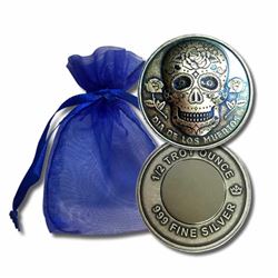 .999 Fine Silver Skull with Rare Earth Magnet. Fractional.