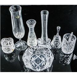 Group (7) Crystal Vases, Ashtray, Bell etc (SXM)