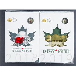 Lot (2) RCM 2018 & 2019 Armistice Special Issue UNC Coin Folios