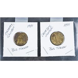 Les Autobus Yvan Lot (2) Transportation Tokens 1971
