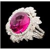 Image 1 : 13.90 ctw Rubellite and Diamond Ring - 18KT White Gold