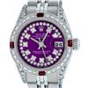 Image 1 : Rolex Ladies Stainless Steel 26MM Purple String Diamond Lugs Datejust Wristwatch