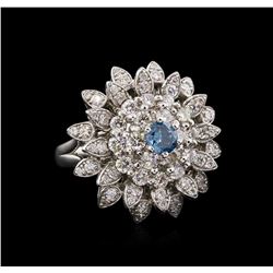 2.28 ctw Fancy Greenish Blue Diamond Ring - 14KT White Gold