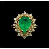 Image 2 : 3.65 ctw Emerald and Diamond Ring - 14KT Yellow Gold