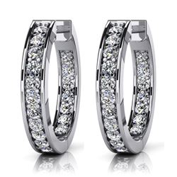 14K White Gold 0.75CTW Diamond Earrings, (SI1/F-G)