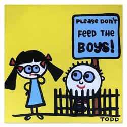 Todd Goldman, "Don't Feed the Boys" Hand Signed Original Painting on Canvas with