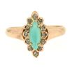 Image 1 : 10K Rose Gold Marquise Turquoise .30 ctw Diamond Solitaire Ring