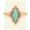 Image 5 : 10K Rose Gold Marquise Turquoise .30 ctw Diamond Solitaire Ring