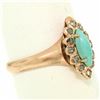 Image 7 : 10K Rose Gold Marquise Turquoise .30 ctw Diamond Solitaire Ring