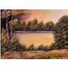 Image 1 : ORIG OIL PAINTING SUNSET WITH POND AND TREES #1281711