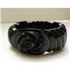 Image 1 : Bakelite Vintage Black Deeply Carved Bangle #1281817
