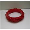 Image 1 : Bakelite vintage deeply carved red bangle #1281833