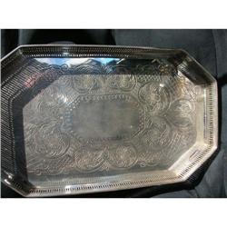 Marked Antique Highly Scrolled Pewter Tray #1282351