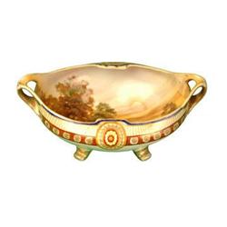 Hand Painted 4 Footed Porcelain Center Bowl #1282360