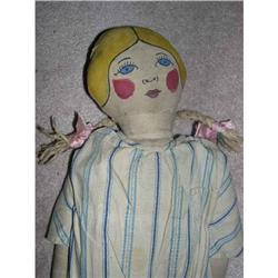 Cloth doll with material for hair and painted #1300719