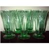 Image 1 : Etched Green Depression Glass Ftd Tumblers (5) #1301080