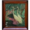 Image 1 : ORIG OIL PAINTING OF A PAIR OF IBIS IN A GARDEN#1301171