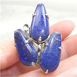 STERLING SILVER Estate LAPIS LAZULI Ring Sz 7.5#1316505