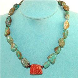 STERLING SILVER CHRYSOCOLLA CORAL Necklace  #1316506