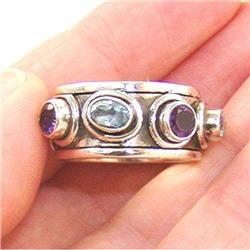 STERLING SILVER Estate AMETHYST BLUE TOPAZ Ring#1316507